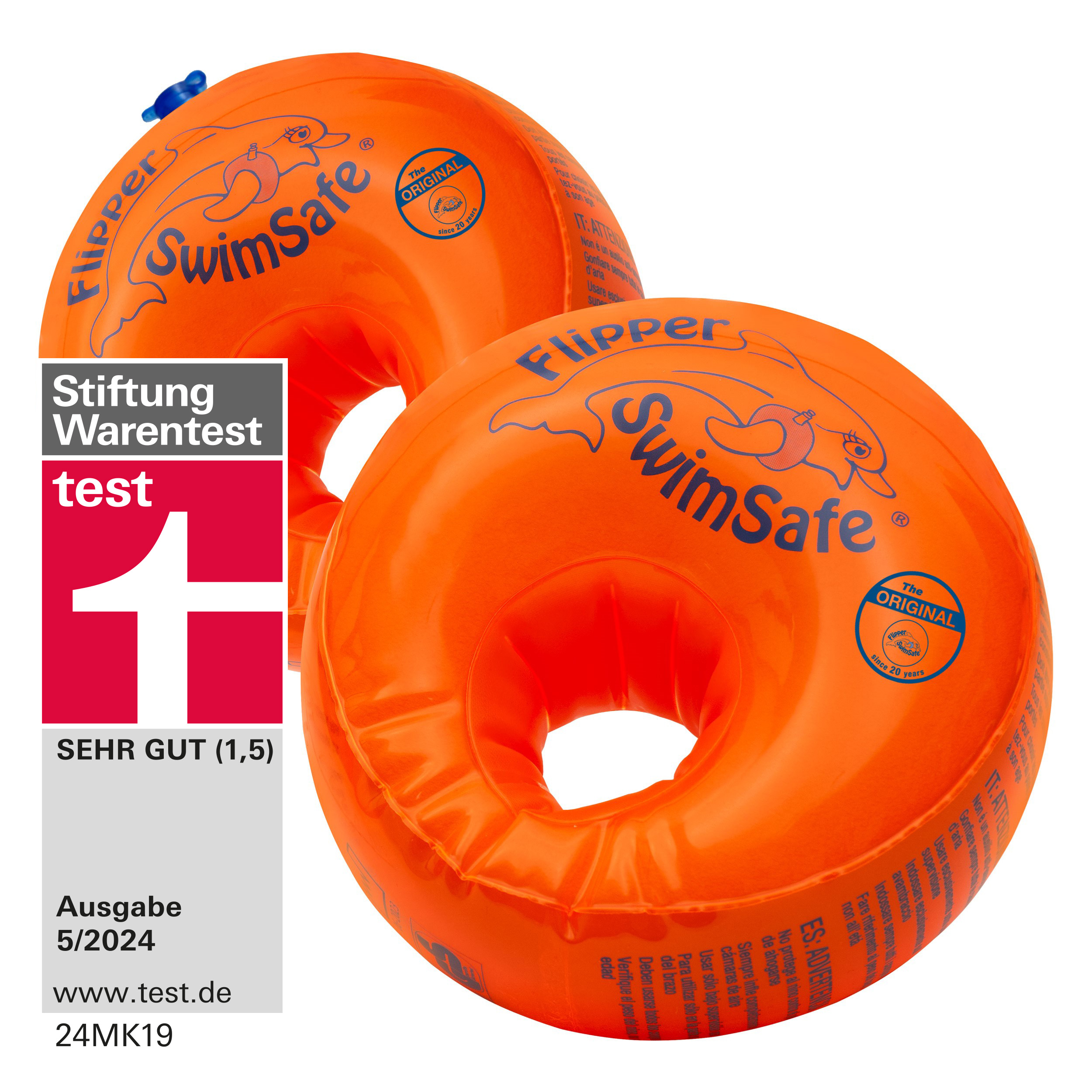 Flipper SwimSafe Schwimmhilfen mit unzerbrechlichem PE-Schaumkern | Testsieger Stiftung Warentest 05/2024