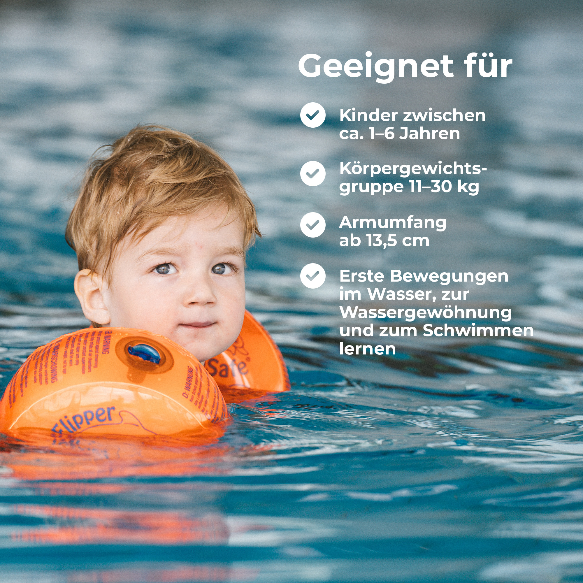 Flipper SwimSafe Schwimmhilfen mit unzerbrechlichem PE-Schaumkern | Testsieger Stiftung Warentest 05/2024 – Bild 6